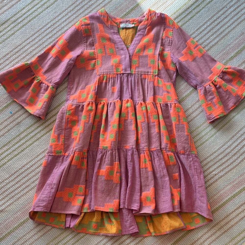Devotion TWINS Kids Dress in Pink and Orange